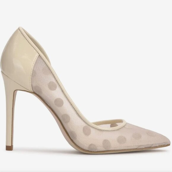 NEW JESSICA SIMPSON Prizma High Heel Polka Dot Pumps ivory 253 - Picture 1 of 7